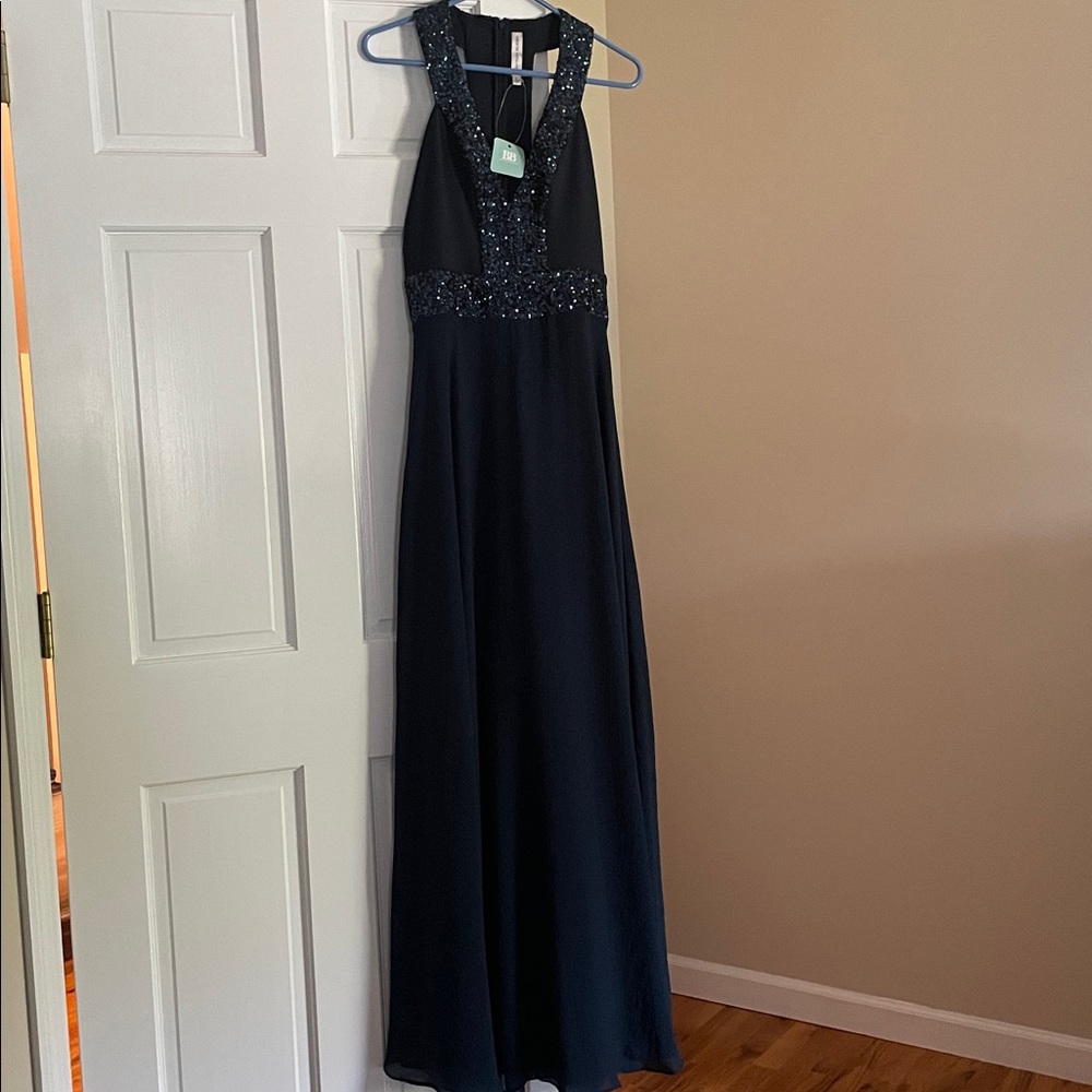 Elegant Navy Sequin Gown